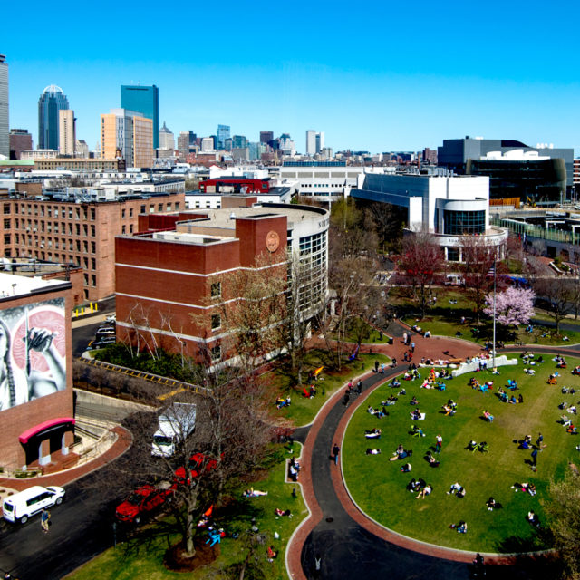 04/17/19 - BOSTON, MA. - Students enjoy the nice weather on Centennial Common on April 17, 2019. Photo by Matthew Modoono/Northeastern University