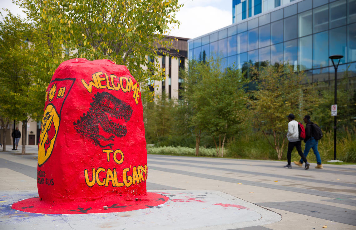 Photographer A rock was painted with the University of Calgary logo during Orientation Week 2017.