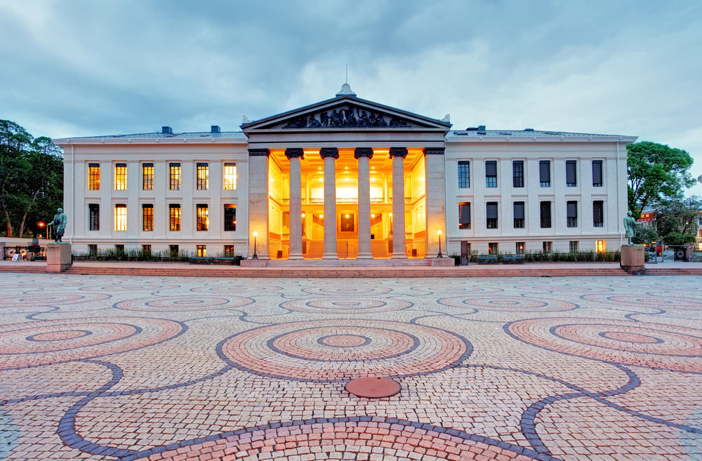University of Oslo, Norway at night University of Oslo, Norway at night